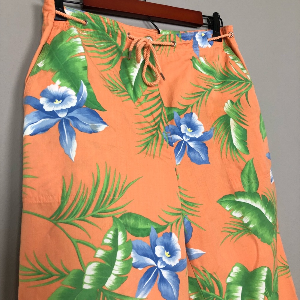 Lauren Ralph Lauren Orange Tropical Floral Pants 6 - Picture 2 of 8